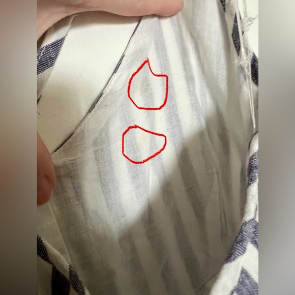 ANTIBES BLANC Navy and White Stripe Linen Midi Sun Dress Size 10 - Picture 9 of 9